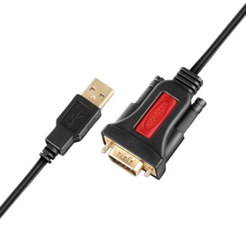 Axagon ADS-1PSN kábel, USB 2.0 > RS232 soros port - PL2303GT-Chip, 1,5m, fekete