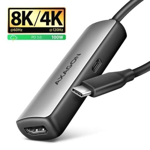 Axagon RVC-HI8KPD USB-C > HDMI 2.1, 8k/60Hz, PD100W, HDR10+