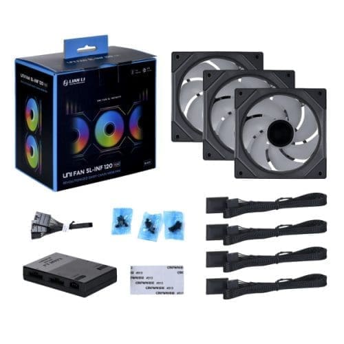Lian Li UNI FAN SL-INF PWM 12cm RGB Fekete 3db-os + Vezérlő