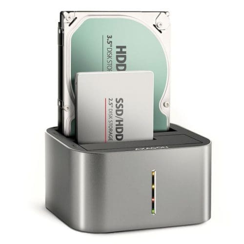HDD Dokkoló Axagon ADSA-DC USB3.2 Gen1 - 2x SATA 6G CLONE DUAL HDD Dock Station ASMedia, fekete