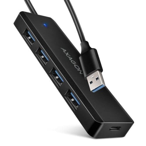 HUB USB 3.0 Axagon 4port USB 3.2 A, travel hub, fekete