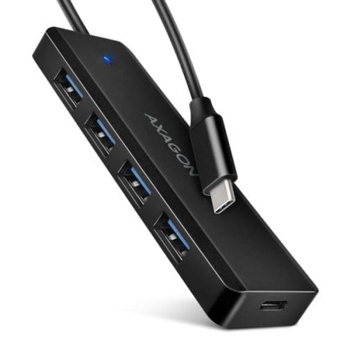 HUB USB 3.0 Axagon 4port USB Type-C, travel hub, fekete