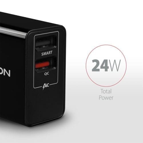 Hálózati töltő Axagon ACU-QS24 24W, 2x USB port QC3.0/AFC/FCP fekete