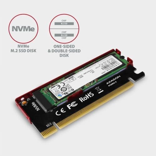 I/O bővítőkártya Axagon PCEM2-S, PCIE > NVME M.2 ADAPTER, passzív hűtővel
