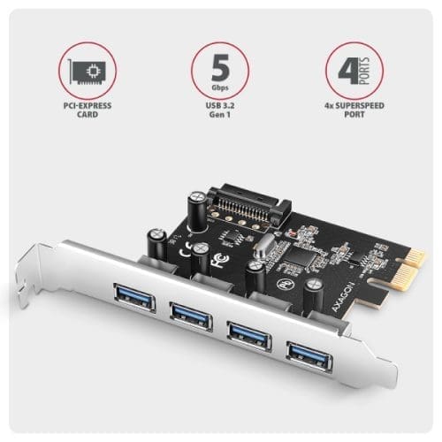 I/O bővítőkártya AXAGON PCEU-430RS PCIe vezérlő 4x ext. USB-A 5Gbps port