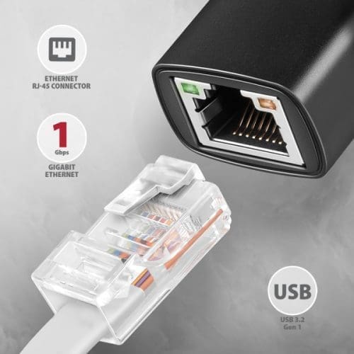 Ethernet Adapter AXAGON ADE-AR USB-A Gigabit, fekete