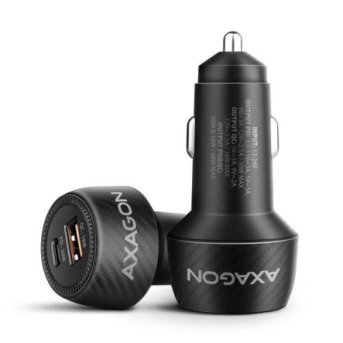 AXAGON PWC-PQ48 car charger 1x QC3.0 18W + 1x PD 30W USB-C, total 48W, black