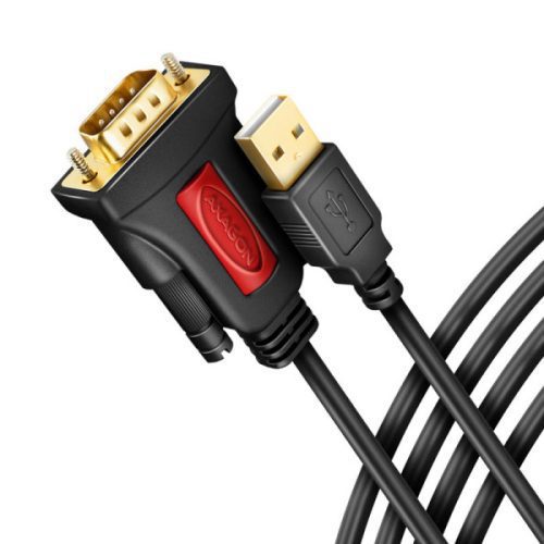 Kábel Axagon ADS-1PSN Adapter kábel, USB 2.0 > RS232 soros port - PL2303GT-Chip, 1,5m, fekete