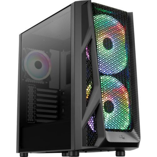 Számítógépház Aerocool AirHawk Duo RGB ATX Fekete Edzett üveg