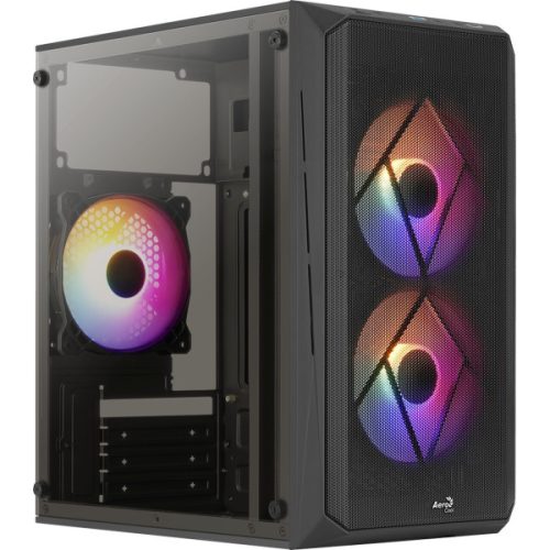 Számítógépház Aerocool CS-107 Mesh FRGB mATX Fekete Acryl üveg